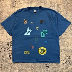 OBEY Men's XL Blue Get In The Groove Frog Casual Full Graphic T-Shirt